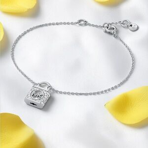 Michael Kors Silver Padlock Charm Bracelet NWT